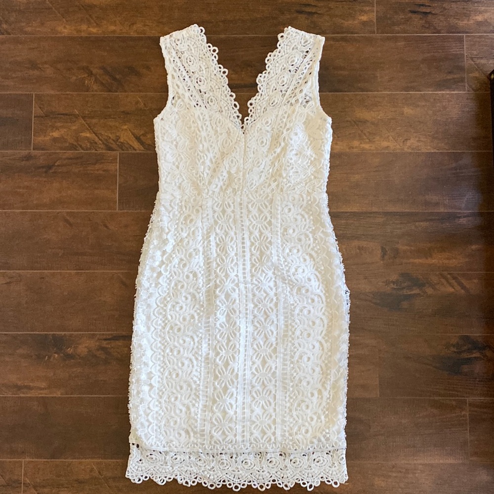Lulus - Spread Your Wings Lace Midi Dress - White - M